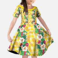 Hawaiian Palaka Family Matching Puletasi and Hawaiian Shirt Hibiscus Pineapple Lei - Polynesian Pride
