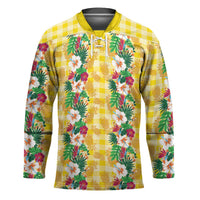 Hawaiian Palaka Hockey Jersey Hibiscus Pineapple Lei - Polynesian Pride