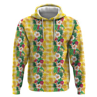 Hawaiian Palaka Zip Hoodie Hibiscus Pineapple Lei - Polynesian Pride