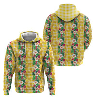 Hawaiian Palaka Zip Hoodie Hibiscus Pineapple Lei - Polynesian Pride