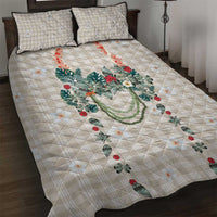 Brown Hawaiian Palaka Quilt Bed Set Kukui Nut Money Lei - Polynesian Pride