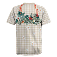 Brown Hawaiian Palaka Rugby Jersey Kukui Nut Money Lei - Polynesian Pride