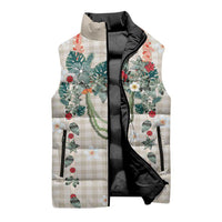 Brown Hawaiian Palaka Sleeveless Puffer Jacket Kukui Nut Money Lei LT9 - Polynesian Pride