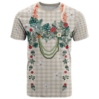 Brown Hawaiian Palaka T Shirt Kukui Nut Money Lei - Polynesian Pride