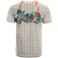 Brown Hawaiian Palaka T Shirt Kukui Nut Money Lei - Polynesian Pride