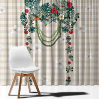 Brown Hawaiian Palaka Window Curtain Kukui Nut Money Lei - Polynesian Pride