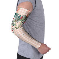 Peach Hawaiian Palaka Arm Sleeves Kukui Nut Money Lei - Polynesian Pride