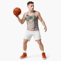 Peach Hawaiian Palaka Basketball Jersey Kukui Nut Money Lei - Polynesian Pride