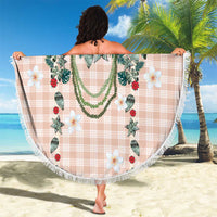 Peach Hawaiian Palaka Beach Blanket Kukui Nut Money Lei - Polynesian Pride