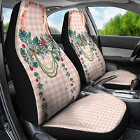 Peach Hawaiian Palaka Car Seat Cover Kukui Nut Money Lei - Polynesian Pride
