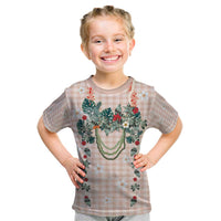 Peach Hawaiian Palaka Kid T Shirt Kukui Nut Money Lei - Polynesian Pride