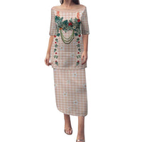 Peach Hawaiian Palaka Puletasi Kukui Nut Money Lei - Polynesian Pride