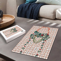 Peach Hawaiian Palaka Puzzle Kukui Nut Money Lei - Polynesian Pride