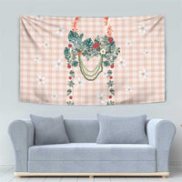 Peach Hawaiian Palaka Tapestry Kukui Nut Money Lei - Polynesian Pride