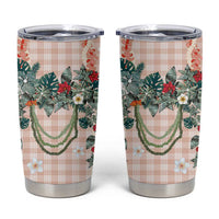 Peach Hawaiian Palaka Tumbler Cup Kukui Nut Money Lei - Polynesian Pride