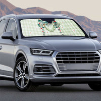 Sage Green Hawaiian Palaka Auto Sun Shade Kukui Nut Money Lei - Polynesian Pride