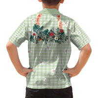 Sage Green Hawaiian Palaka Family Matching Puletasi and Hawaiian Shirt Kukui Nut Money Lei - Polynesian Pride