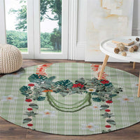 Sage Green Hawaiian Palaka Round Carpet Kukui Nut Money Lei - Polynesian Pride