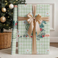 Sage Green Hawaiian Palaka Wrapping Paper Kukui Nut Money Lei - Polynesian Pride