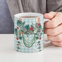 Turquoise Hawaiian Palaka Ceramic Mug Kukui Nut Money Lei - Polynesian Pride