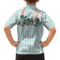 Turquoise Hawaiian Palaka Family Matching Long Sleeve Bodycon Dress and Hawaiian Shirt Kukui Nut Money Lei - Polynesian Pride