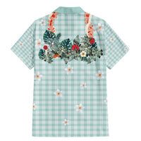 Turquoise Hawaiian Palaka Family Matching Mermaid Dress and Hawaiian Shirt Kukui Nut Money Lei - Polynesian Pride