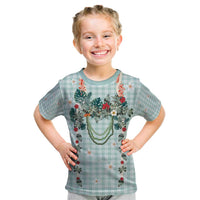 Turquoise Hawaiian Palaka Kid T Shirt Kukui Nut Money Lei - Polynesian Pride