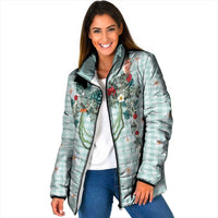 Turquoise Hawaiian Palaka Padded Jacket Kukui Nut Money Lei - Polynesian Pride