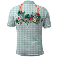 Turquoise Hawaiian Palaka Polo Shirt Kukui Nut Money Lei - Polynesian Pride