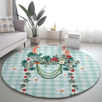 Turquoise Hawaiian Palaka Round Carpet Kukui Nut Money Lei - Polynesian Pride