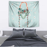 Turquoise Hawaiian Palaka Tapestry Kukui Nut Money Lei - Polynesian Pride