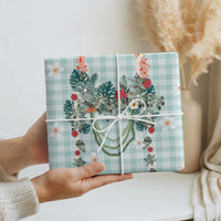 Turquoise Hawaiian Palaka Wrapping Paper Kukui Nut Money Lei - Polynesian Pride