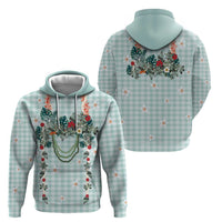 Turquoise Hawaiian Palaka Zip Hoodie Kukui Nut Money Lei - Polynesian Pride