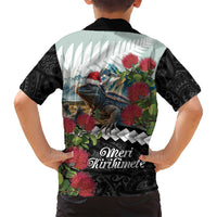 Meri Kirihimete Tuatara Family Matching Tank Maxi Dress and Hawaiian Shirt New Zealand Fern with Puhutukawa Flowers LT9 - Polynesian Pride