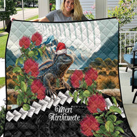 Meri Kirihimete Tuatara Quilt New Zealand Fern with Puhutukawa Flowers