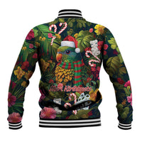 Meri Kirihimete Kakapo Santa Baseball Jacket Merry Christmas with Tropical Vibe