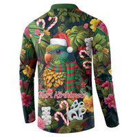 Meri Kirihimete Kakapo Santa Button Sweatshirt Merry Christmas with Tropical Vibe