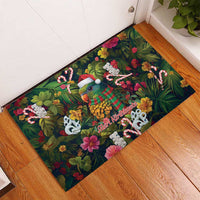 Meri Kirihimete Kakapo Santa Rubber Doormat Merry Christmas with Tropical Vibe