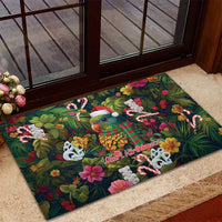 Meri Kirihimete Kakapo Santa Rubber Doormat Merry Christmas with Tropical Vibe
