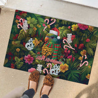 Meri Kirihimete Kakapo Santa Rubber Doormat Merry Christmas with Tropical Vibe
