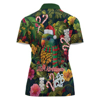 Meri Kirihimete Kakapo Santa Women Polo Shirt Merry Christmas with Tropical Vibe