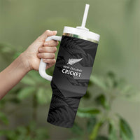 New Zealand Cricket Custom Tumbler With Handle Potae Pango Black Fern Pattern