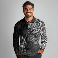 Polynesian Turtle Tribal Tattoo Long Sleeve Polo Shirt Black Style