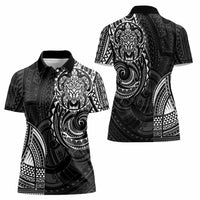 Polynesian Turtle Tribal Tattoo Women Polo Shirt Black Style
