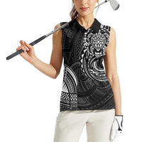 Polynesian Turtle Tribal Tattoo Women Sleeveless Polo Shirt Black Style