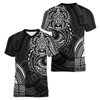Polynesian Turtle Tribal Tattoo Women V-Neck T-Shirt Black Style