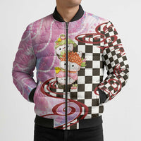 Personalized Japanese Kawaii Sushi Roll Bomber Puffer Jacket Wagara Palaka Pattern