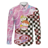 Personalized Japanese Kawaii Sushi Roll Family Matching Off The Shoulder Long Sleeve Dress and Hawaiian Shirt Wagara Palaka Pattern