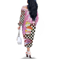 Personalized Japanese Kawaii Sushi Roll Family Matching Off The Shoulder Long Sleeve Dress and Hawaiian Shirt Wagara Palaka Pattern