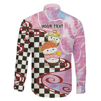 Personalized Japanese Kawaii Sushi Roll Family Matching Off Shoulder Short Dress and Hawaiian Shirt Wagara Palaka Pattern